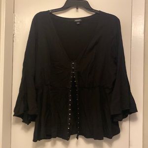 Torrid shirt.  Very flattering bell sleeves.  Black size 1